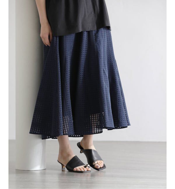  「《予約》【洗える】シアーチェックパネルスカート」|スカート|