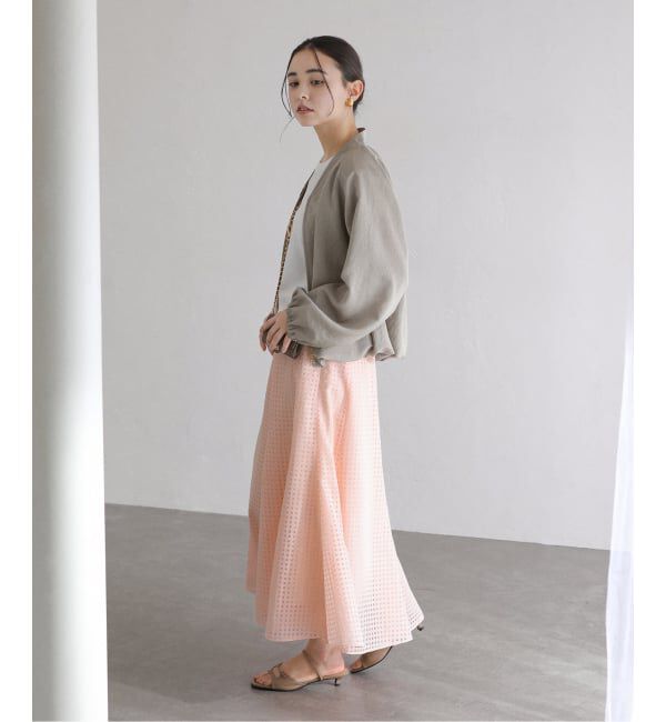  「《予約》【洗える】シアーチェックパネルスカート」|スカート|