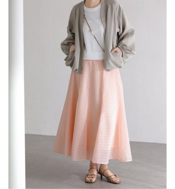  「《予約》【洗える】シアーチェックパネルスカート」|スカート|