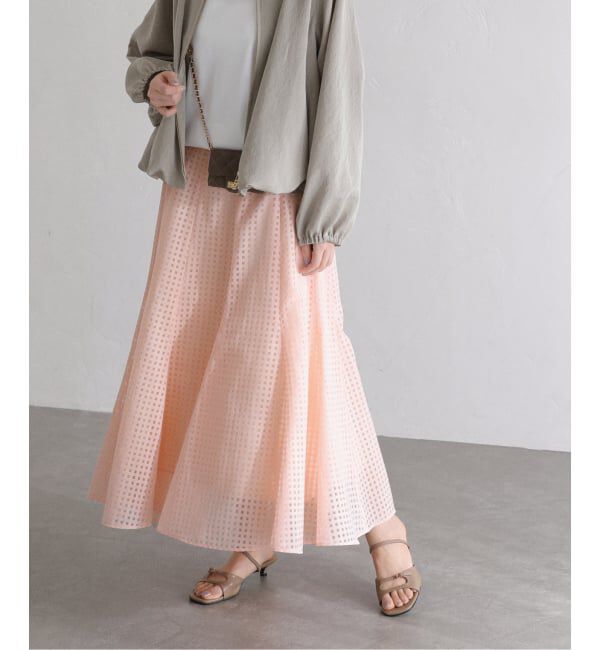  「《予約》【洗える】シアーチェックパネルスカート」|スカート|