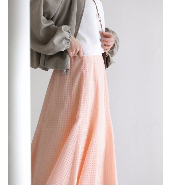  「《予約》【洗える】シアーチェックパネルスカート」|スカート|