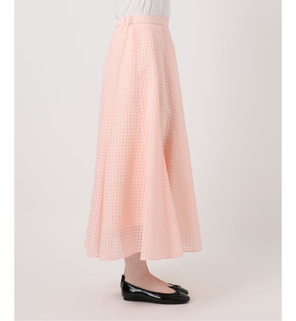  「《予約》【洗える】シアーチェックパネルスカート」|スカート|