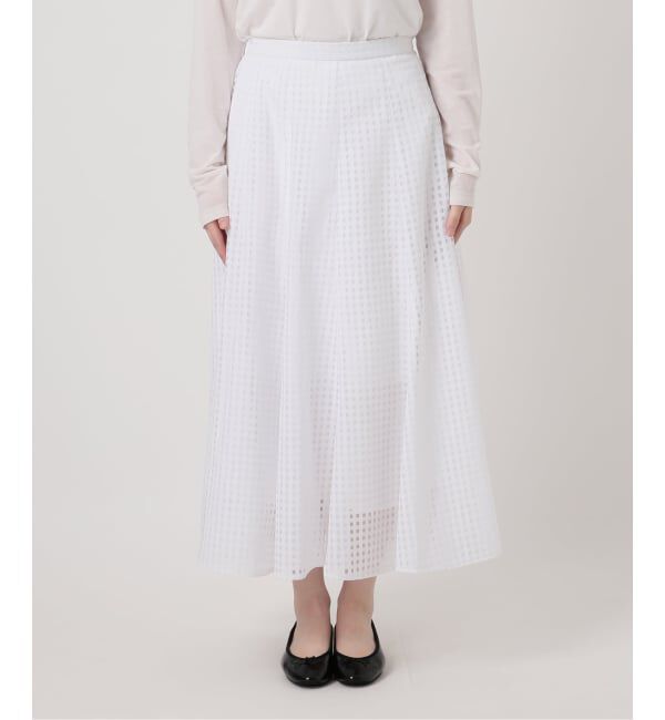  「《予約》【洗える】シアーチェックパネルスカート」|スカート|