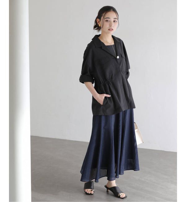  「《予約》【洗える】シアーチェックパネルスカート」|スカート|