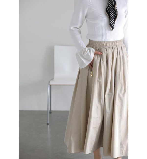  「《予約》【洗える】タフタジップポケットスカート」|スカート|ベージュ