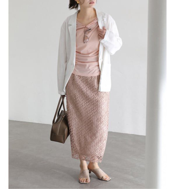  「《予約》【洗える】ラティスレーススカート」|スカート|