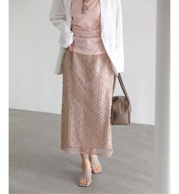  「《予約》【洗える】ラティスレーススカート」|スカート|