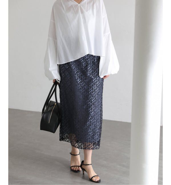  「《予約》【洗える】ラティスレーススカート」|スカート|