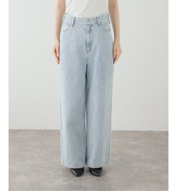  「【洗える】ドロストワイドデニムパンツ」|デニム|