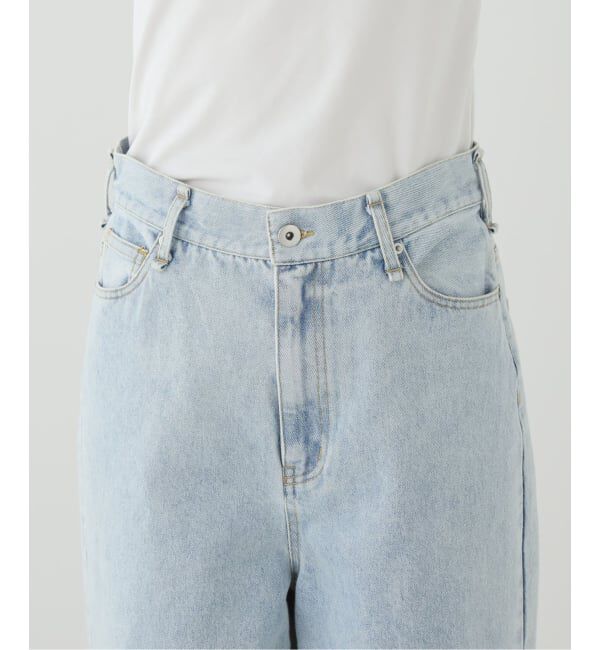  「【洗える】ドロストワイドデニムパンツ」|デニム|