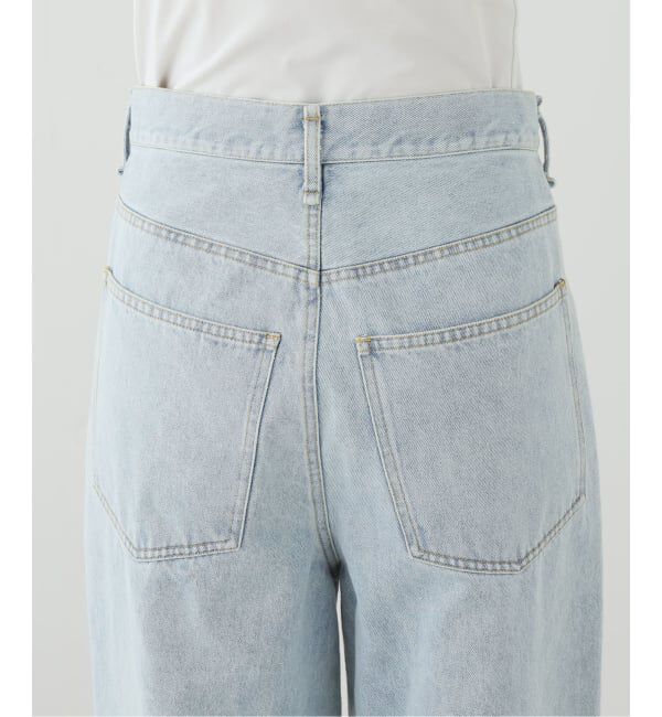  「【洗える】ドロストワイドデニムパンツ」|デニム|