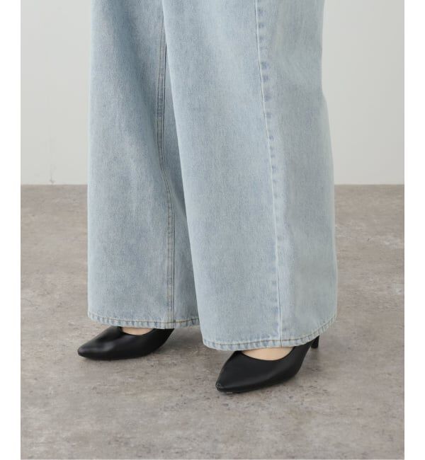  「【洗える】ドロストワイドデニムパンツ」|デニム|