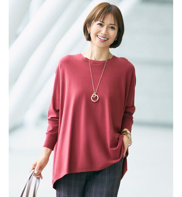 自由区「【WEB限定カラーあり】レーヨンストレッチ ニットT」|ニット・セーター|[新色]ローズ