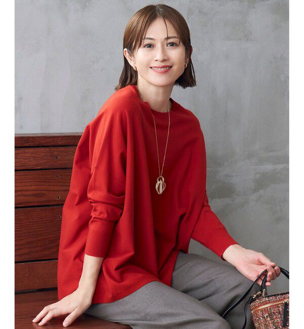 自由区「【WEB限定カラーあり】レーヨンストレッチ ニットT」|ニット・セーター|オレンジ