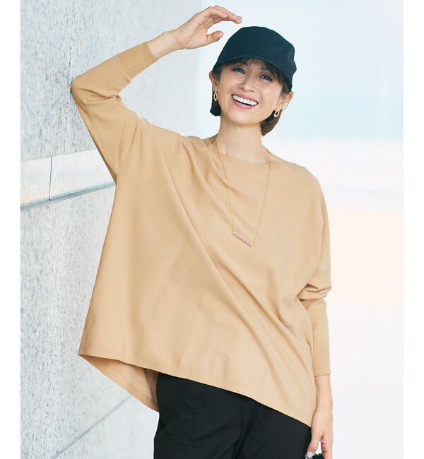 自由区「【WEB限定カラーあり】レーヨンストレッチ ニットT」|ニット・セーター|[新色]ﾀﾞｰｸ