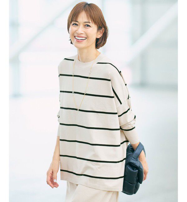 自由区「【WEB限定カラーあり】レーヨンストレッチ ニットT」|ニット・セーター|ﾍﾞｰｼﾞｭ&times;