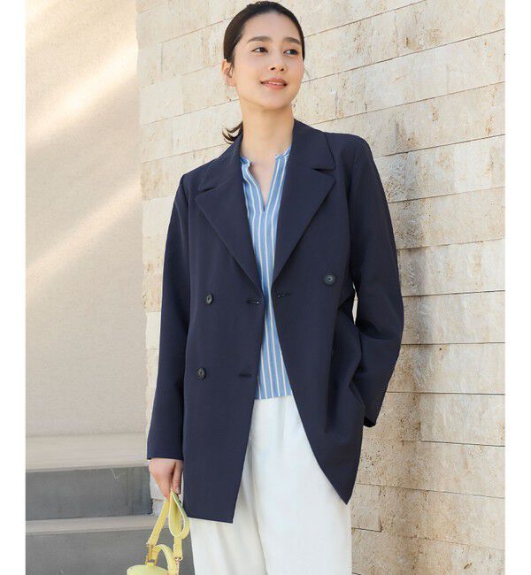 自由区「【洗える】エアフロートレンチ コート」|トレンチコート|ネイビー