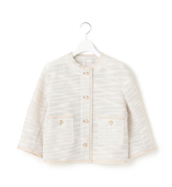 23区「サマーツイード 7分袖 ジャケット」|ノーカラージャケット|