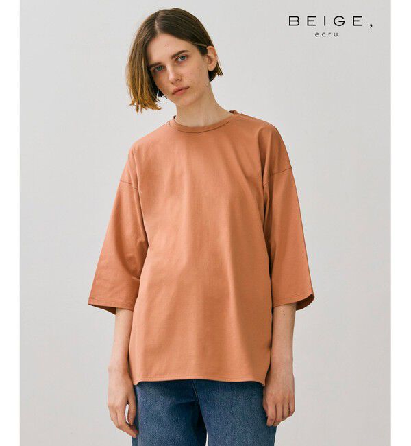 BEIGE,「【BEIGEecru/WEB限定・洗える】JERSEY STITCH / コットンオーバーサイズトップス」|Tシャツ・カットソー|Nude camel