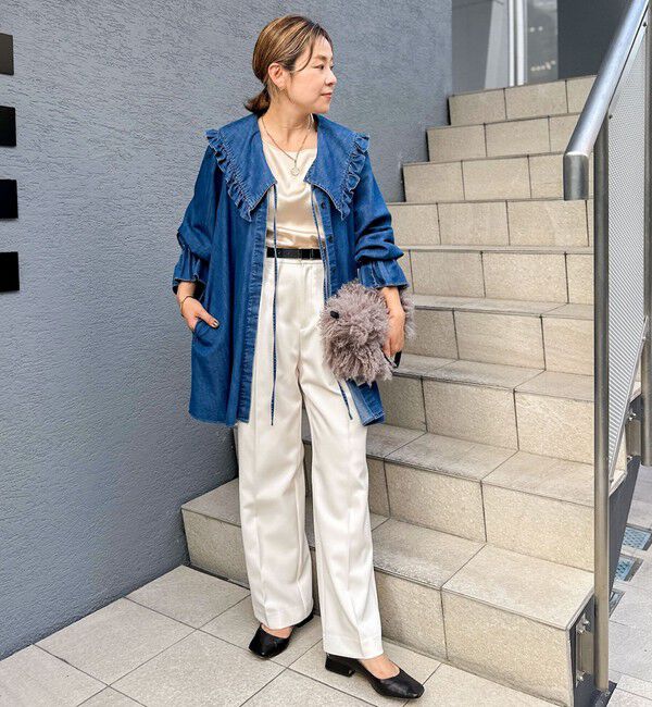 Rie Miller「【RM denim】ビッグカラー2WAYデニムブラウス」|シャツ・ブラウス|