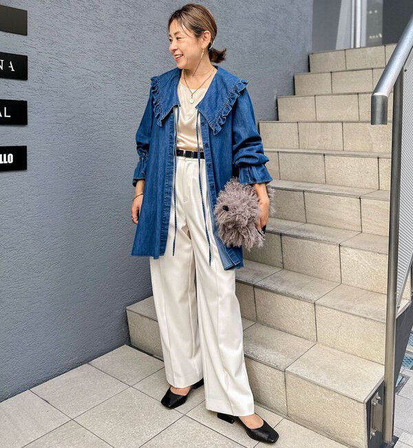 Rie Miller「【RM denim】ビッグカラー2WAYデニムブラウス」|シャツ・ブラウス|