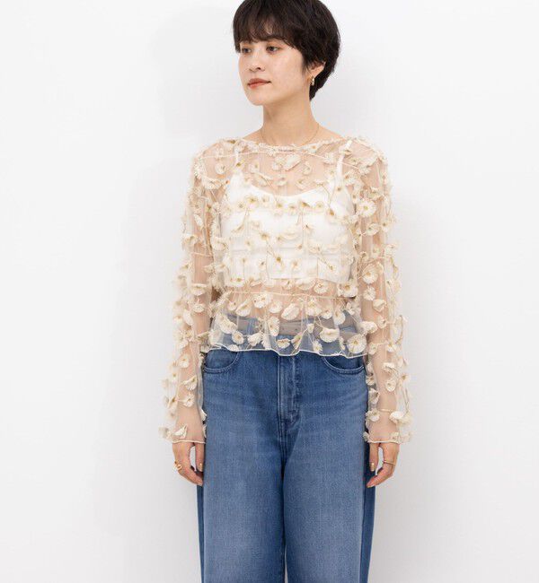 NOLLEY'S「《セットアップ対応》ウォッシャブルチュール刺繍2WAYブラウス」|シャツ・ブラウス|