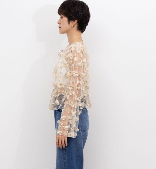 NOLLEY'S「《セットアップ対応》ウォッシャブルチュール刺繍2WAYブラウス」|シャツ・ブラウス|