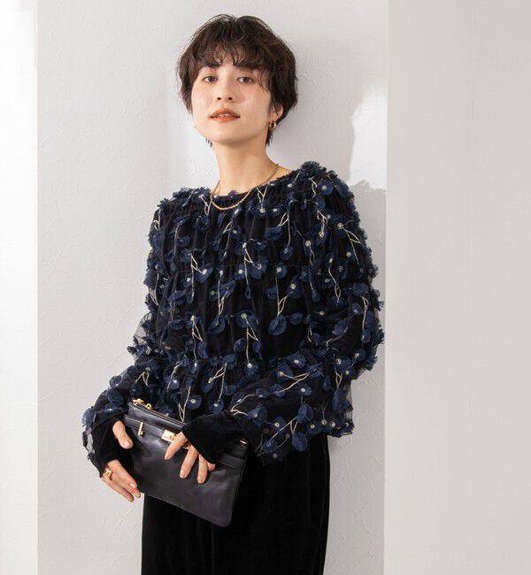 NOLLEY'S「《セットアップ対応》ウォッシャブルチュール刺繍2WAYブラウス」|シャツ・ブラウス|