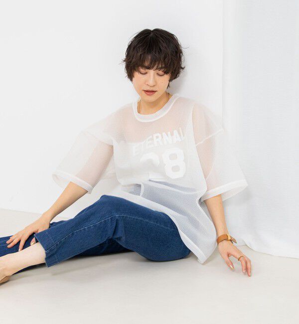 Rie Miller「ダンボールメッシュプリントTシャツ」|Tシャツ・カットソー|