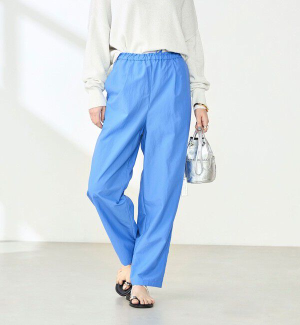 NOLLEY'S「ウォッシャブル多機能ウエストフリルテーパードパンツ」|その他|ブルー