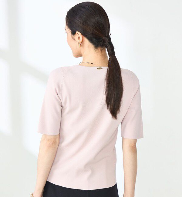 NOLLEY'S sophi「《手洗い可能》カシュクール風5分袖プルオーバーニット」|ニット・セーター|