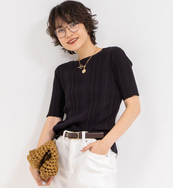 Rie Miller「《手洗い可能》ランダムテレコ2WAYカーディガン」|カーディガン|