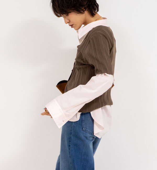 Rie Miller「《手洗い可能》ランダムテレコ2WAYカーディガン」|カーディガン|