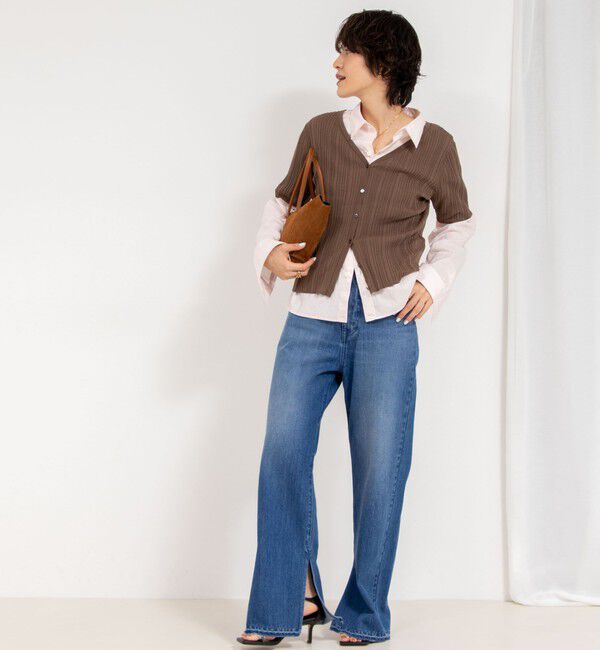 Rie Miller「《手洗い可能》ランダムテレコ2WAYカーディガン」|カーディガン|