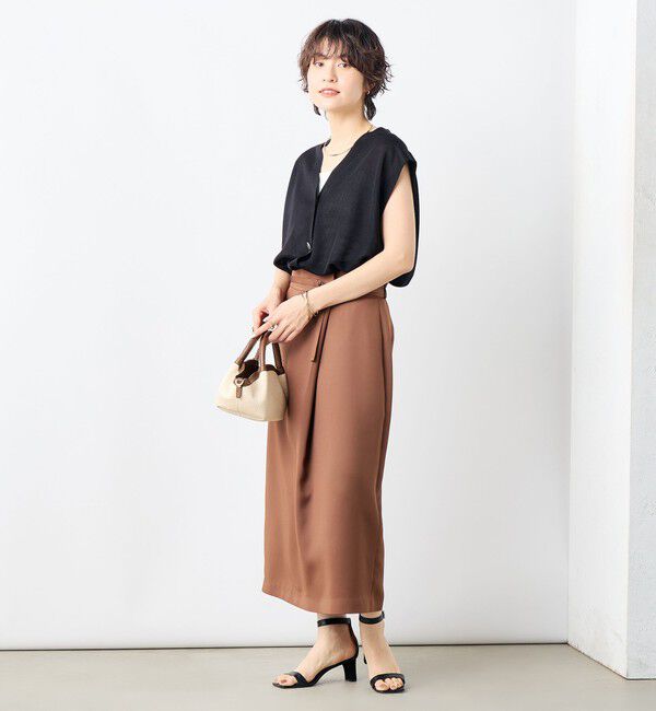 NOLLEY'S「ウォッシャブル片タック タイトミディスカート」|タイト|