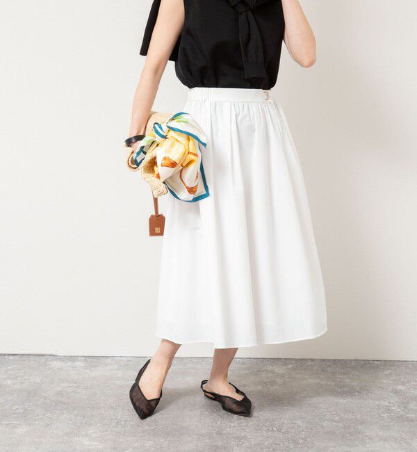 NOLLEY'S「ウォッシャブルライトウェザータック&ギャザースカート」|スカート|ホワイト