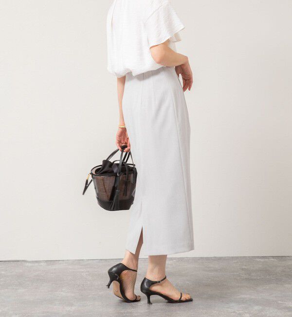 NOLLEY'S「《セットアップ対応》ウォッシャブル麻調タックタイトミディスカート」|タイト|