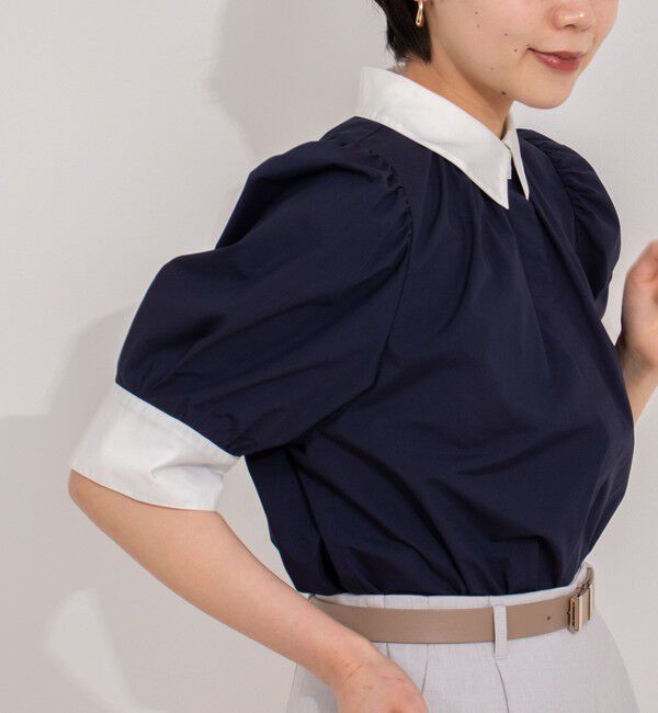 NOLLEY'S「パフスリーブ半袖シャツブラウス」|シャツ・ブラウス|