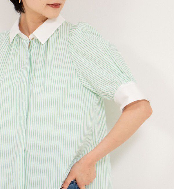 NOLLEY'S「パフスリーブ半袖シャツブラウス」|シャツ・ブラウス|