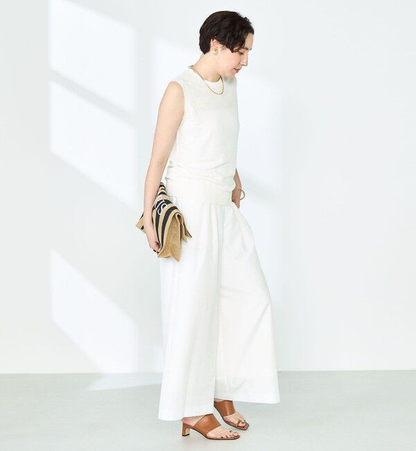 NOLLEY'S「《アンサンブル対応》《手洗い可能》フレンチリネンノースリーブプルオーバーニット」|ニット・セーター|