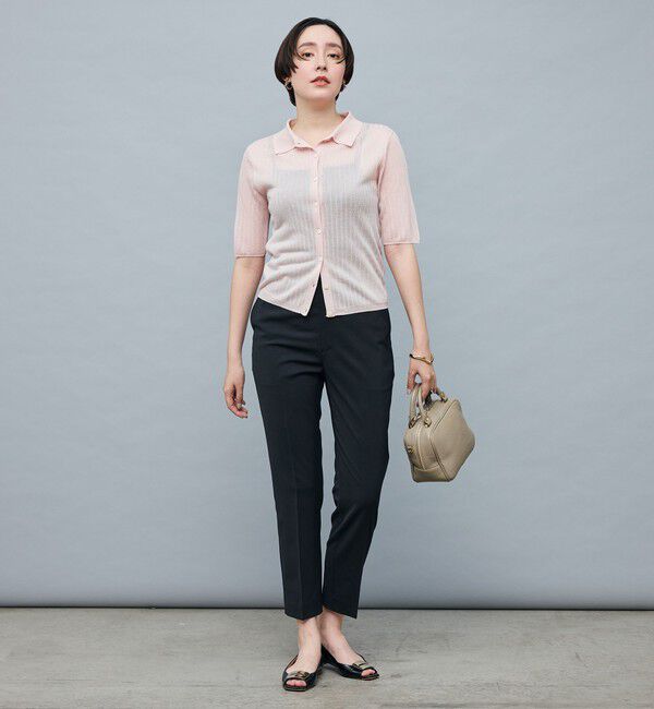 NOLLEY'S sophi「《手洗い可能》ワイドリブシアーポロ衿カーディガン」|カーディガン|