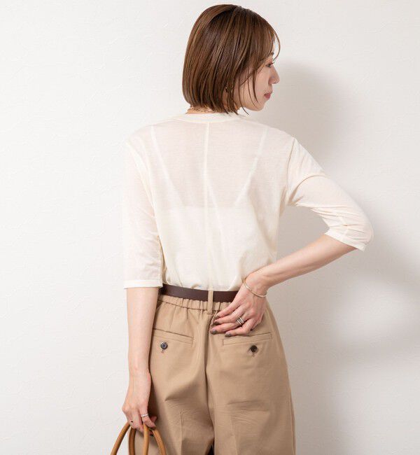 NOLLEY'S「綿ナイロンシアー6分袖プルオーバーカットソー」|Tシャツ・カットソー|