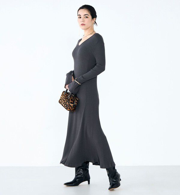 NOLLEY'S「《手洗い可能》フイット＆フレアーVネックワンピース」|ワンピース|