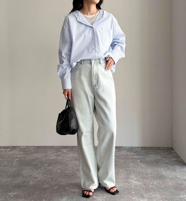 fredy emue「ストライプフーディーシャツ」|シャツ・ブラウス|