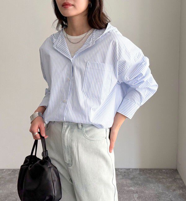 fredy emue「ストライプフーディーシャツ」|シャツ・ブラウス|