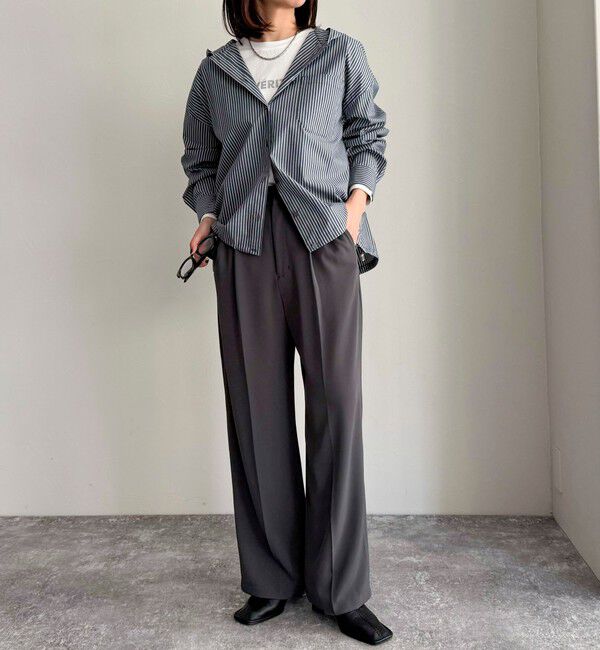 fredy emue「ストライプフーディーシャツ」|シャツ・ブラウス|