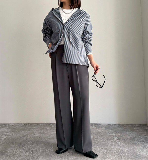 fredy emue「ストライプフーディーシャツ」|シャツ・ブラウス|