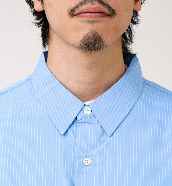 GLOSTER「【ストライプ/無地】レーヨン混 レギュラーカラーシャツ」|シャツ・ブラウス|