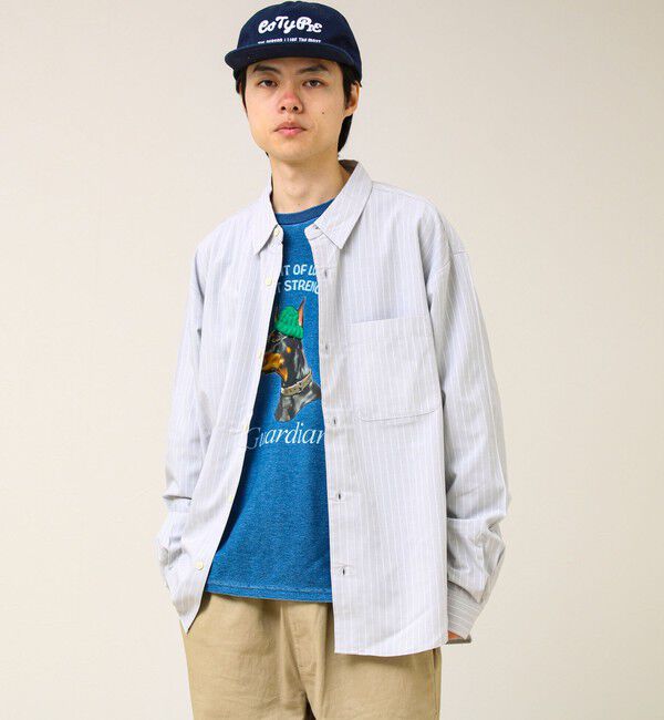 GLOSTER「【ストライプ/無地】レーヨン混 レギュラーカラーシャツ」|シャツ・ブラウス|グレー系その他