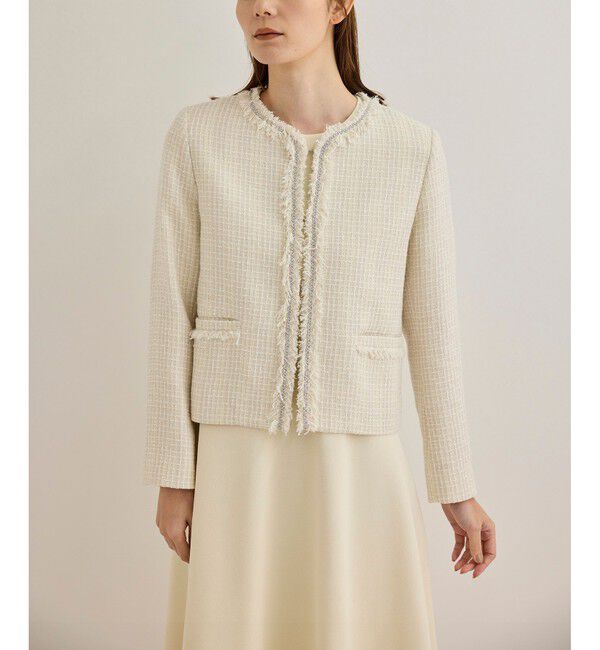 ROPE「【雑誌掲載】ミックスツイードノーカラージャケット」|ノーカラージャケット|